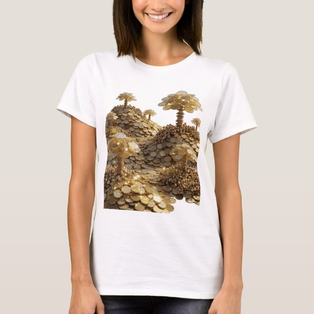 Kantig Silver GULD MYNTSKOG Design T Shirt (Framsida)