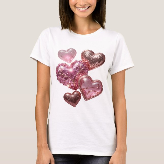 Kantig Silver HJÄRTAN AV KÄRLEK Statement T-shirt (Framsida)