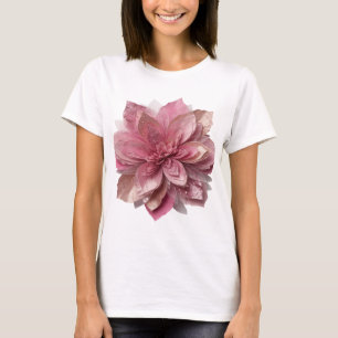 Kantig Silver RÖD BLOMMA PÅ SVART BAKGRUND T Shirt