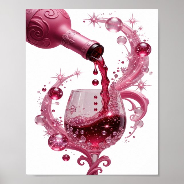 Kantig Silver RÖD VIN Textdesign Poster (Framsidan)