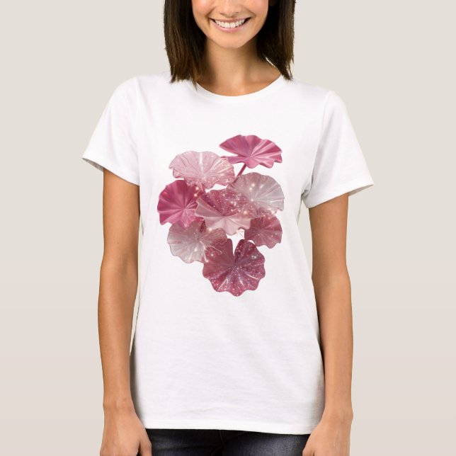 Kantig silver Rosa GLITTERIG LÖV Statement T-shirt (Framsida)