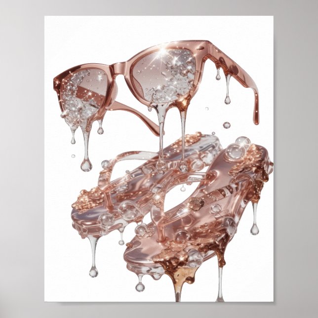 Kantig silver ROSÉGULD GLAMOUR Anpassad design Poster (Framsidan)