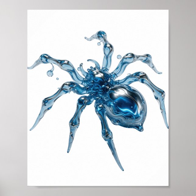 Kantig silver VATTENSPINDEL Print Poster (Framsidan)