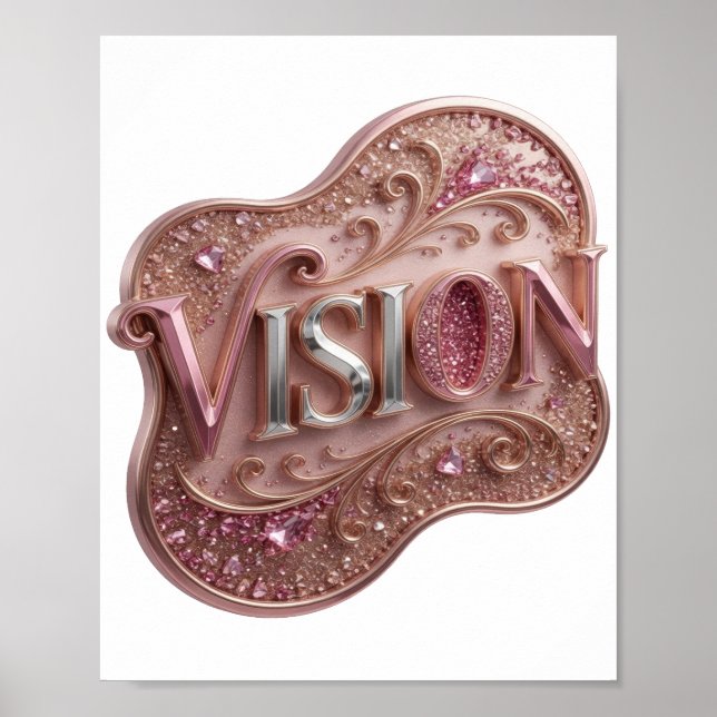 Kantig Silver VISION-utskrift Poster (Framsidan)