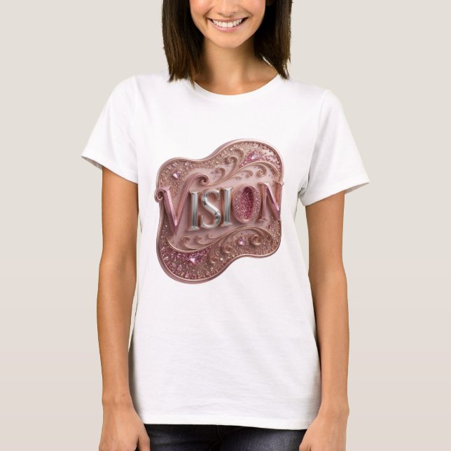 Kantig Silver VISION-utskrift T Shirt (Framsida)