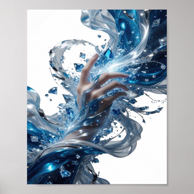 Kantig silver WATER MAGIC slogan design Poster (Framsidan)