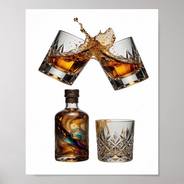Kantig Silver WHISKY STänk Poster (Framsidan)