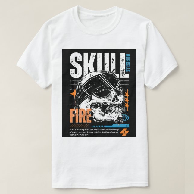 Kantig T-shirt med dödskalle-grafik (Design framsida)