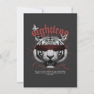 Kantig vit tiger gratulationskort: Mörk estetik Inbjudningar