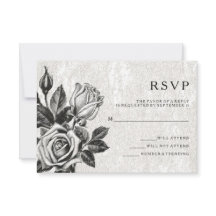Kantiga viktorianska rosor svart och vitt RSVP