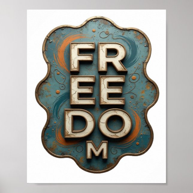 Kantigt Guld FRIHET Poster (Framsidan)