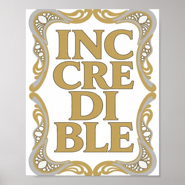 Kantigt Guld OTROLIGT Djärv Design Poster (Framsidan)