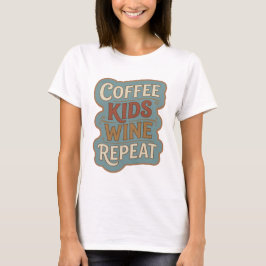 Kantigt Orange KAFFE BARN VIN UPPREPA Tryck T Shirt