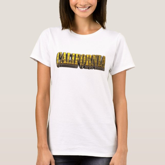Kantigt Orange KALIFORNIEN Tryck T Shirt (Framsida)