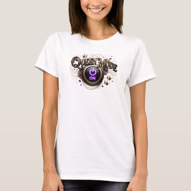 Kantigt Orange QUEEN MODE Textdesign T Shirt (Framsida)