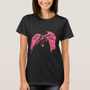 Kantigt smältande rosa händer estetisk svart t-shi t shirt