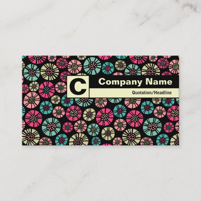 Kantmarkerad monogram - Abstrakt blommor 031023 Visitkort (Framsida)