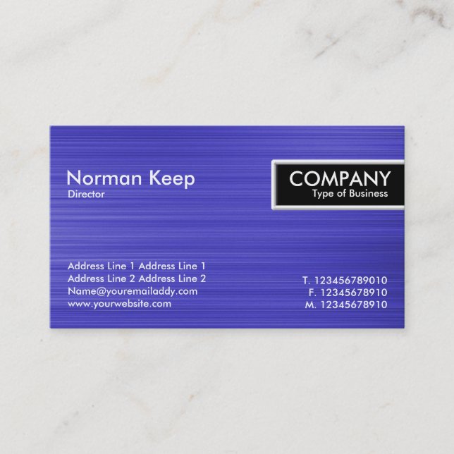 Kantmärkre - borstad blåttstruktur visitkort (Framsida)