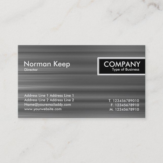 Kantmärkre - borstad metallstruktur visitkort (Framsida)