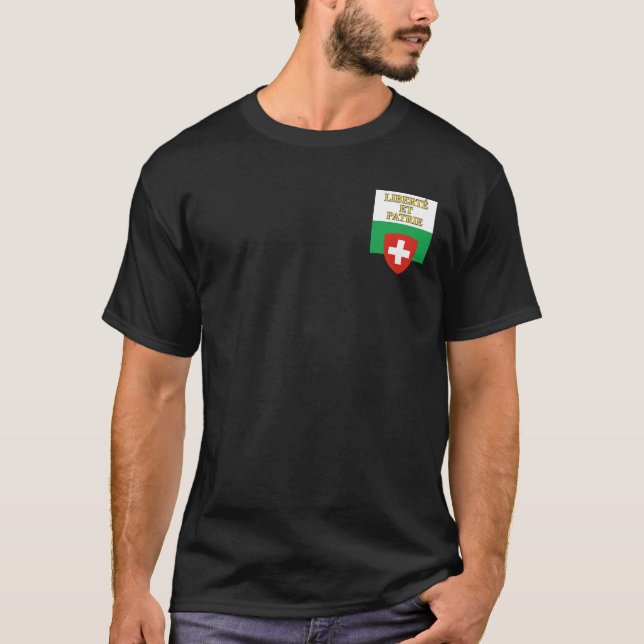 Kanton Vauds flagga, Schweiz T Shirt (Framsida)