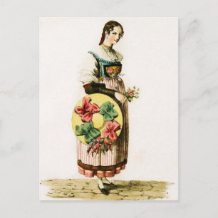 Kantonen Lucernes traditionella schweiziska kostym Vykort
