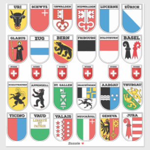 Kantoner av schweiziska Bundle Sticker Klistermärken