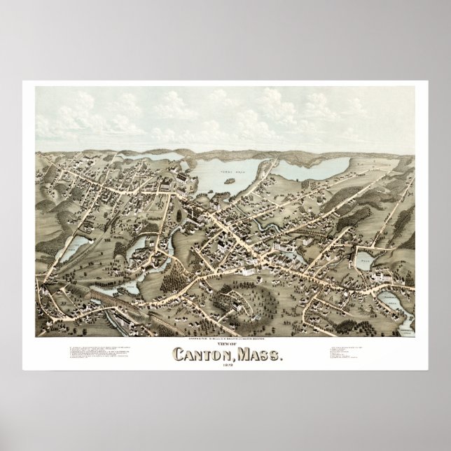 Kantons karta, Massachusetts, 1878 Poster (Framsidan)
