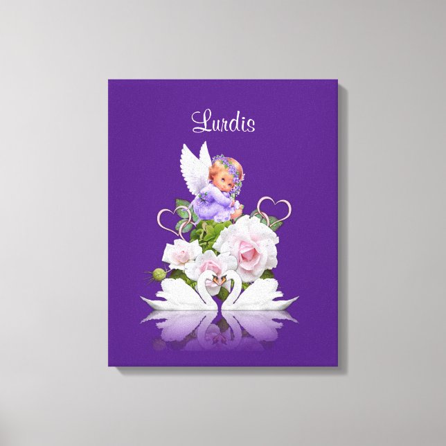 Kanvastryck Angel White Svanar Lila (Framsida)