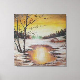 Kanvastryck Ann Hayes målning Winter Scene