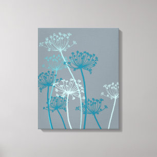 Kanvastryck av grafiskt modernt blomblått grått