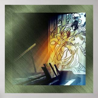 Kanvastryck av musik och glasaktigt glas poster