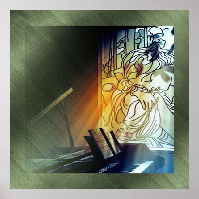 Kanvastryck av musik och glasaktigt glas poster (Framsidan)