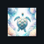 Kanvastryck av Mystical Sea Turtle Art<br><div class="desc">Bär dig i en stillastående undervattenssfär med det här fängslande kanvastrycket av havssköldpadda, som endast finns från Do tell A Belle. Bläddra på en visuell färd när havssköldpaddan på ett skonsamt sätt dansar bland botaniska undervattensprodukter, målade i lugnande pastelltoner av grönt, turkos, blått, lavender och blek gult, vilket framkallar havets...</div>