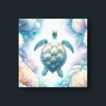 Kanvastryck av Mystical Sea Turtle Art<br><div class="desc">Bär dig i en stillastående undervattenssfär med det här fängslande kanvastrycket av havssköldpadda, som endast finns från Do tell A Belle. Bläddra på en visuell färd när havssköldpaddan på ett skonsamt sätt dansar bland botaniska undervattensprodukter, målade i lugnande pastelltoner av grönt, turkos, blått, lavender och blek gult, vilket framkallar havets...</div>