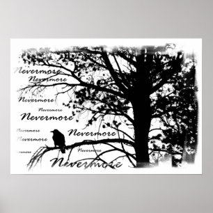 Kanvastryck - B&W Icke desto mer Raven Silhouette Poster