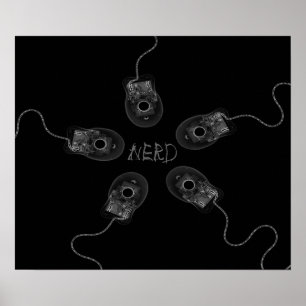 Kanvastryck B&W NERD X-Ray-datormöss Poster