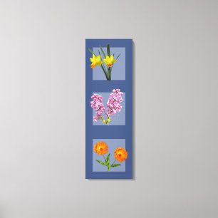 Kanvastryck - Botanisk triptych på blå