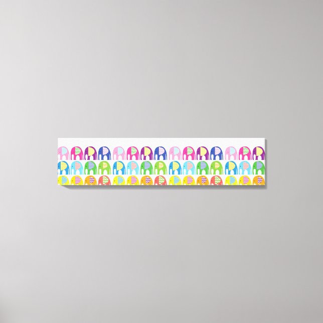 Kanvastryck - flerfärgade elefanter (Framsida)