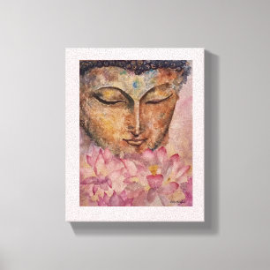 Kanvastryck för Buddha rosa lotusblommavattenfär