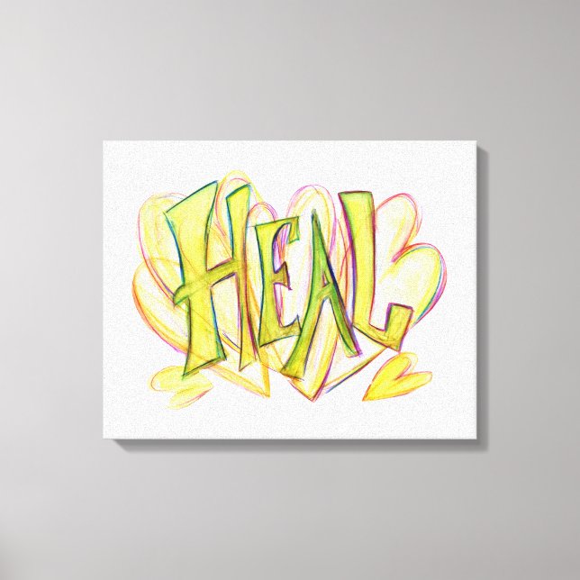 Kanvastryck för inspirationerande Ord Heal Art (Framsida)