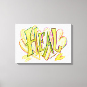 Kanvastryck för inspirationerande Ord Heal Art