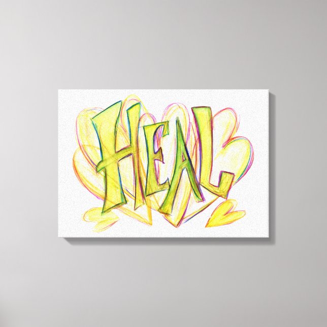 Kanvastryck för inspirationerande Ord Heal Art (Framsida)