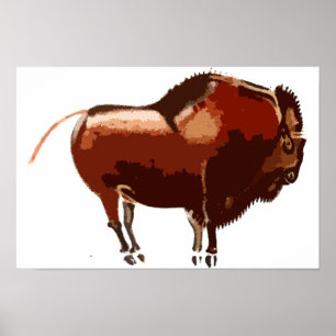 Kanvastryck för målat Bison Poster