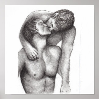 Kanvastryck för manlig omfamning poster