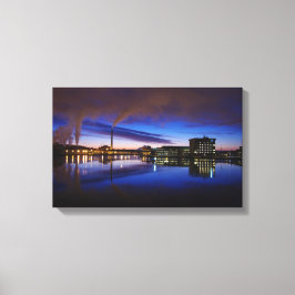 kanvastryck för nattscenen i grönt Bay