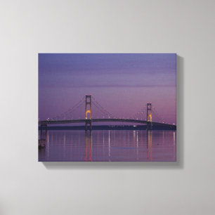kanvastryck för soluppgång i Mackinac Bridge