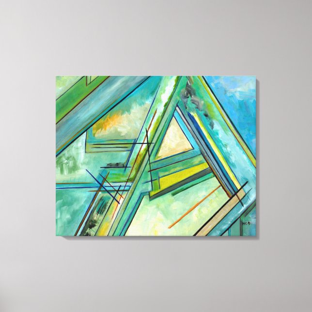 Kanvastryck med Aqua Modern Art Abstrakt, färgstar (Framsida)
