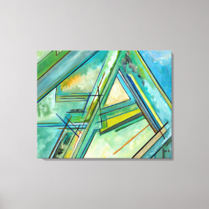 Kanvastryck med Aqua Modern Art Abstrakt, färgstar