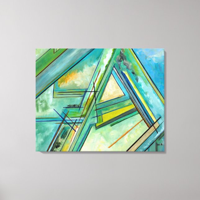 Kanvastryck med Aqua Modern Art Abstrakt, färgstar (Framsida)