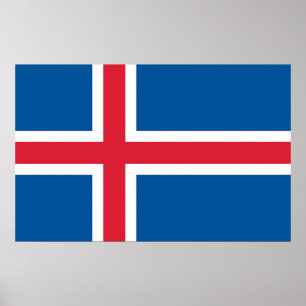 Kanvastryck med Flagga av Island Poster